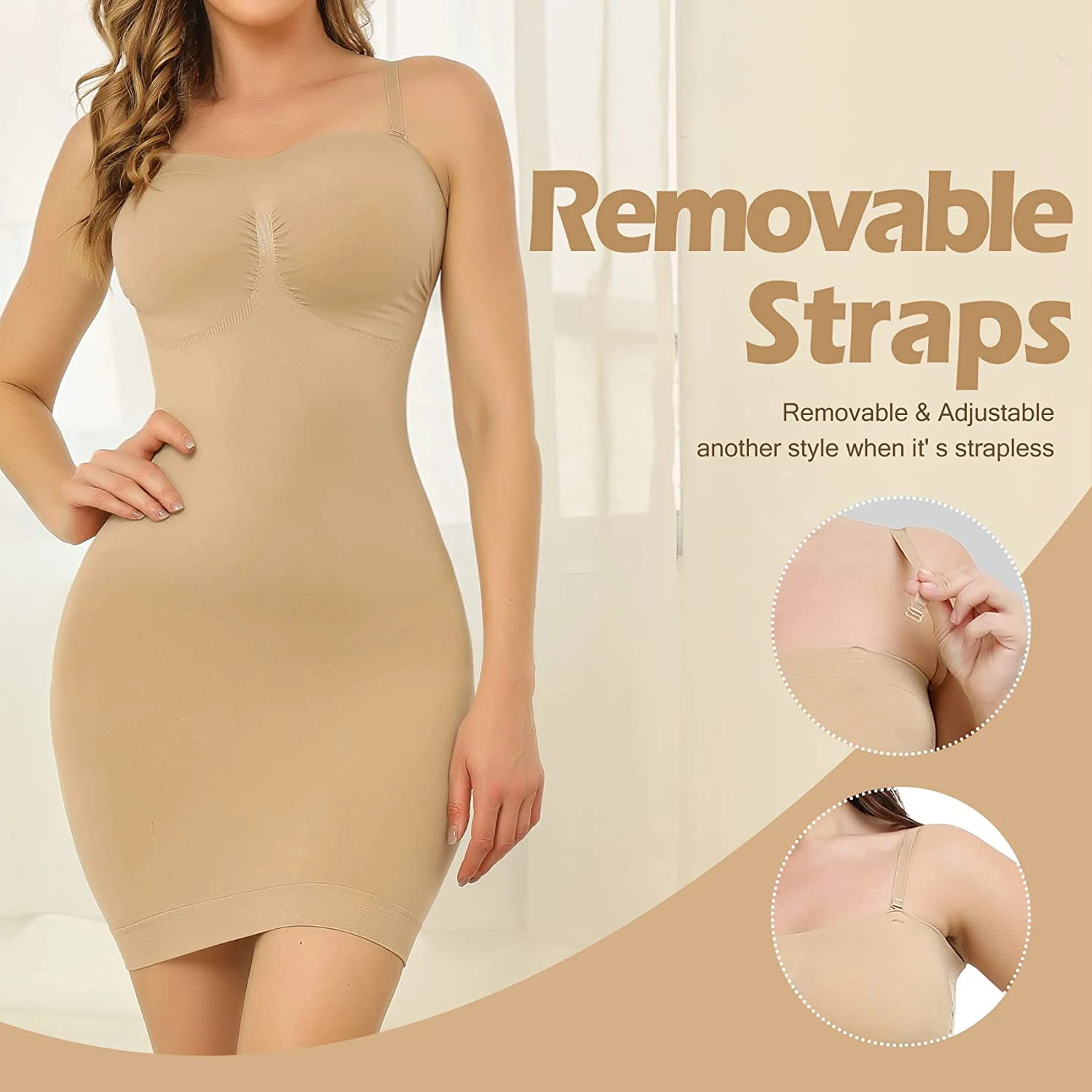 Strapless Shapewear Full Slip for Under Dresses Womem Tummy Control Body  Shaper