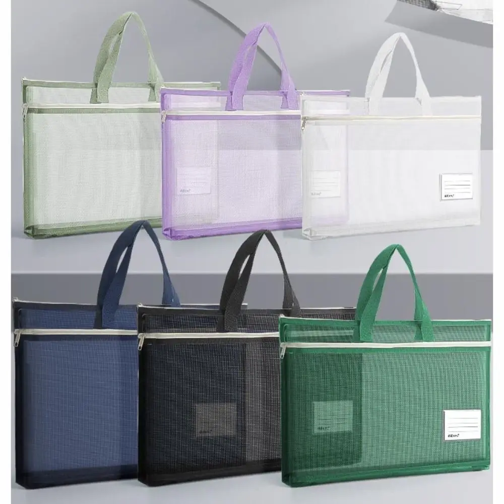 Nylon Mesh Mesh Zipper Pouch Bag Transparent A3 Transparent File Bag Large Capacity Multifunctional Document Bag