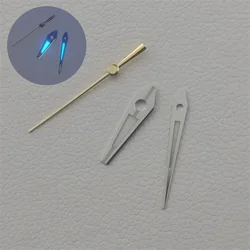 Premium Baked Blue Watch Hands with Ice Blue Luminous Effect for Modification Accessories (Gold second hand)