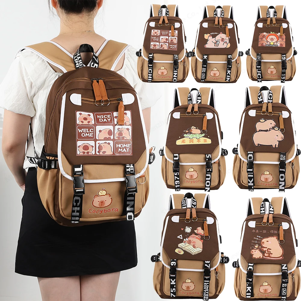 Estuche Capibara Kawaii, Mochila Capibara Escolar, Mochila Escolar