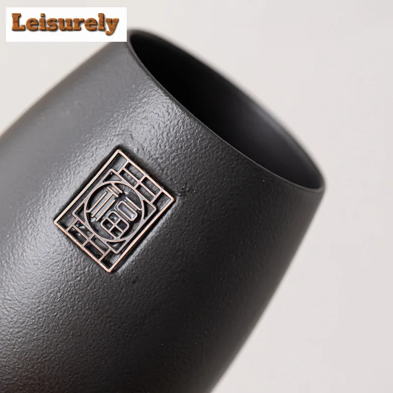 Zen Black Pottery Blessing Arrive Tea Six Gentlemen Handmade Tea Tool Canister Tea Tool Set Teaware Utensils Drinkware Craft