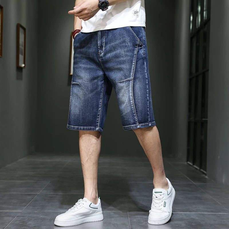 men's summer thin denim shorts New models on the shelves Fashionable loose straight denim shorts for men Large size 42 44