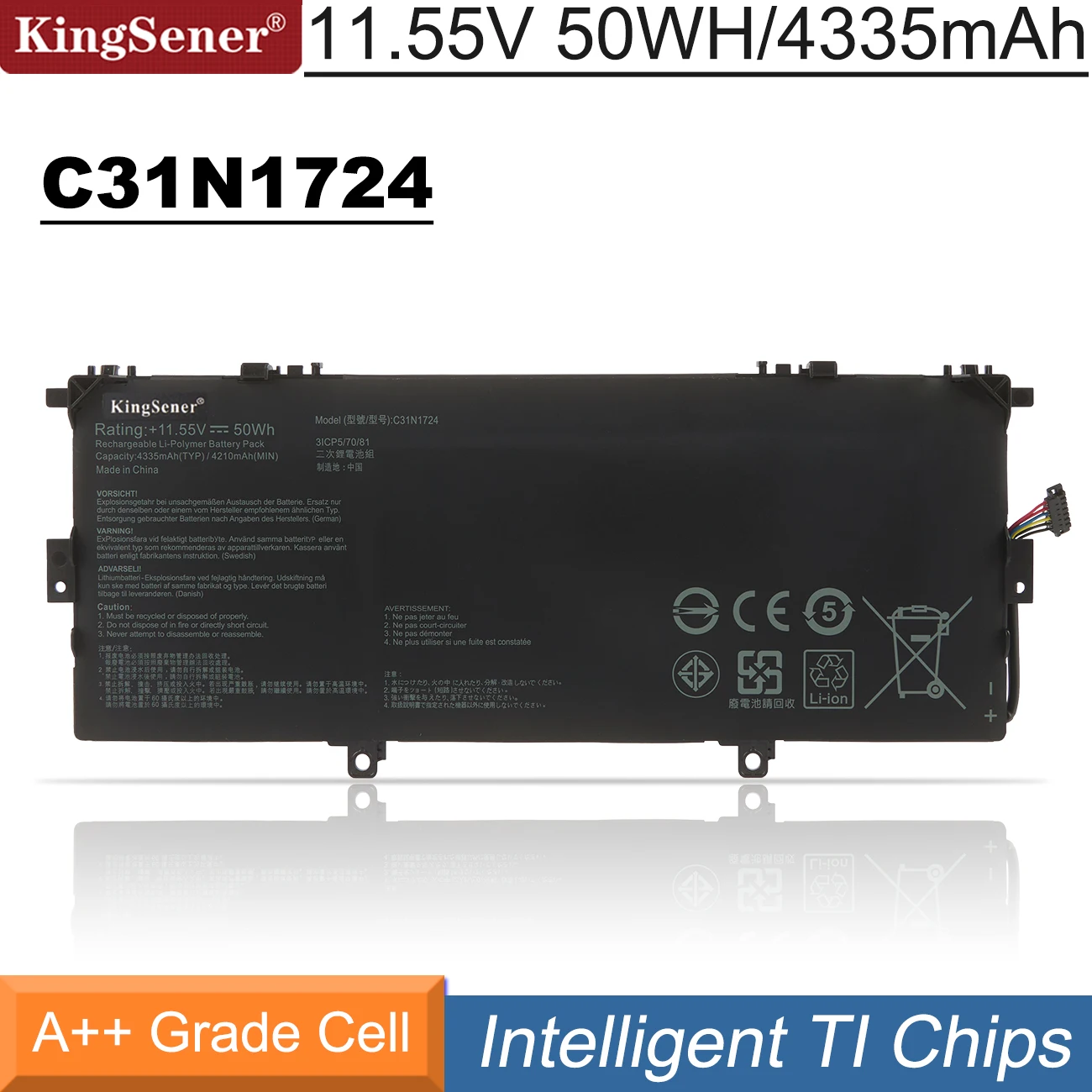 Bateria do Portátil para Asus Zenbook 13 Ux331fa Ux331fal Ux331u Ux331ual U3100fal 11.55v 50wh Kingsener-c31n1724