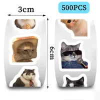 500pcs/roll Funny Cats MEME Cartoon Graffiti Stickers DIY Phone Guitar Laptop Notebook Suitcase Waterproof Sticker Kids Toy 2
