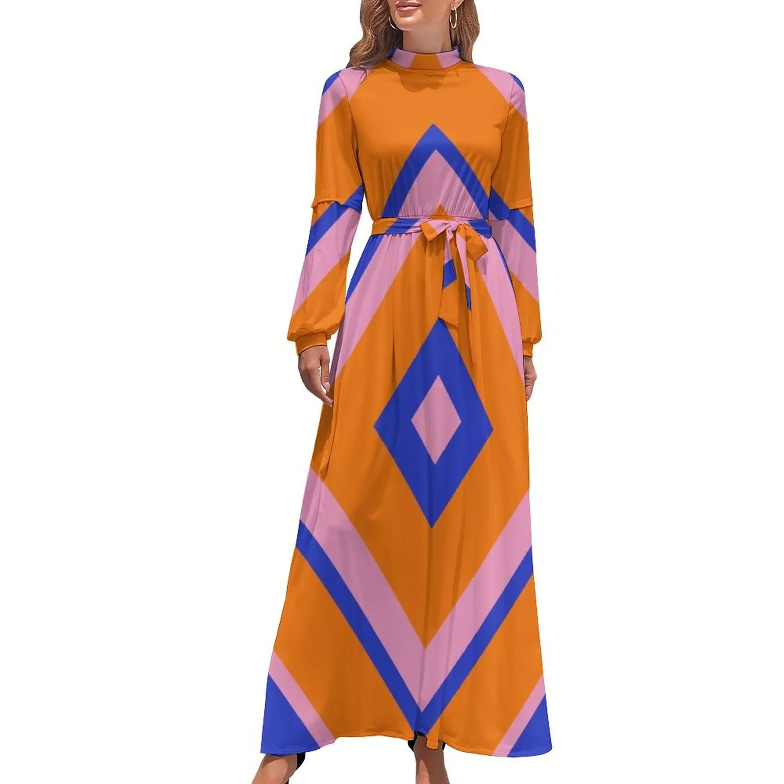 thumbnail image 1 of Vestido largo cuadrado naranja de los años 60 Vestidos de fiesta elegantes de moda para mujer 2024 Vestido elegante, 1 of 5