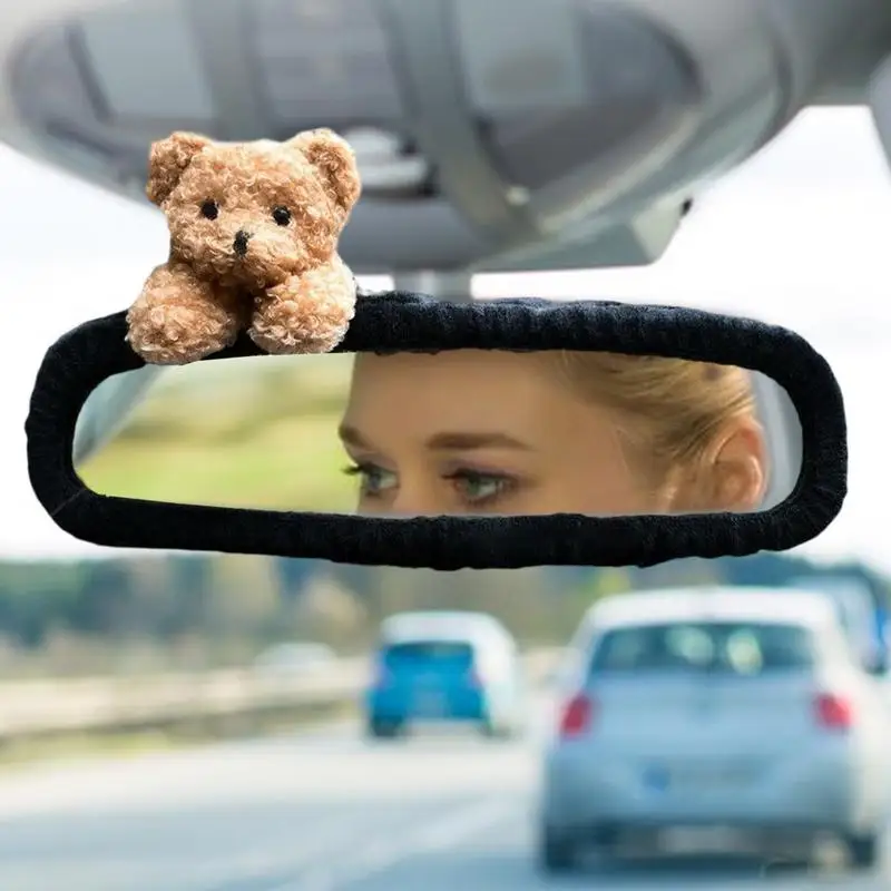 Car Rearview Mirror Cover Cute Bear Auto Rear View Protector Case Lamb/ Bow Tie Car Rearviews Covers For Interior Styling