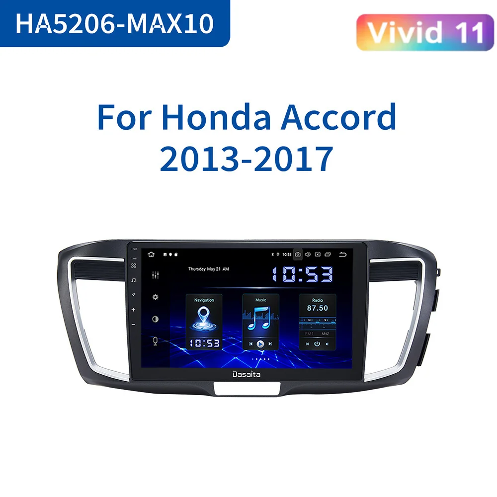 

Dasaita for Honda Accord 2013 2014 2015 Car 1 Din 10.2" Radio Android 10.0 Stereo Player GPS Navigation Video 64G ROM WiFi BT5.0