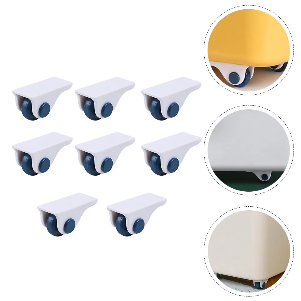 8 Pcs Adhesive Roller Storage Case Caster Bins with Brake Self-adhesive Sticky Casters The Hips Wheels 5