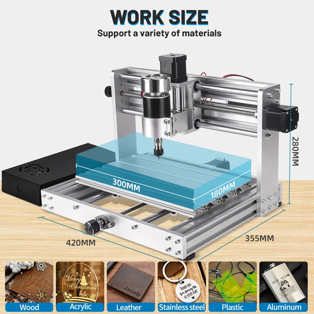 Laser Engraving Machine CNC 3018 Max With 500w Spindle Metal Milling Engraving Machine 20W Laser Engraver DIY CNC Wood Router Cut MDF Stainless Steel laser engraving machine