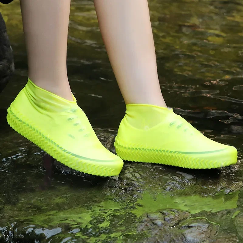 1 Pair Waterproof Rain Shoes Covers Silicone Outdoor Non-slip Rain Boot Overshoes Walking Reusable Shoe Cover S/M/L/XL Large 5