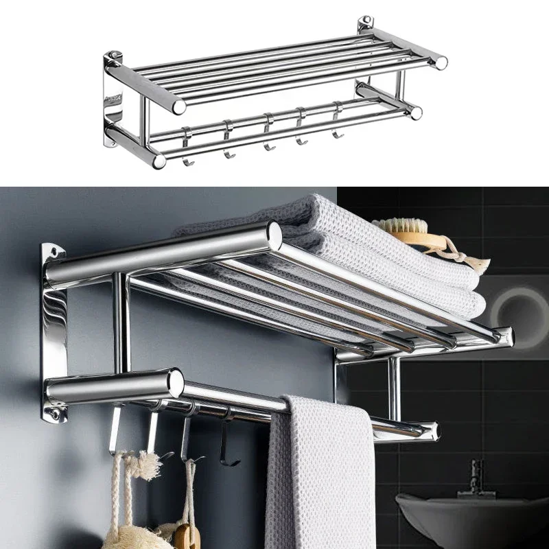 Towel Rack 40cm Thickened Stainless Steel Towel Rack Project Hotel Home Bathroom Wall Mounted Shelf Decoration