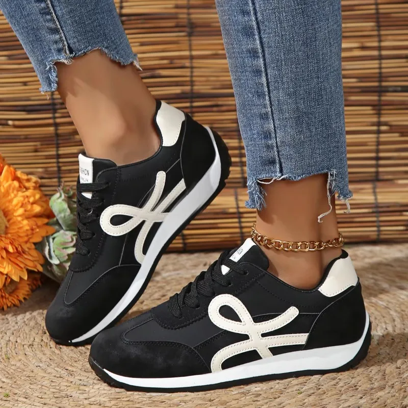 2024 New Trend Round Head Deep Mouth Walking Shoes Light Versatile Breathable Cross Lace Casual Sports Shoes Zapatos De Mujer 3
