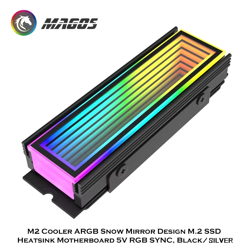 M.2 RGB 쿨러 스노우 인피니트 미러 디자인 M2 2280 SSD 히트싱크 nvme 아머 메인보드 5V RGB SYNC, 블랙/실버