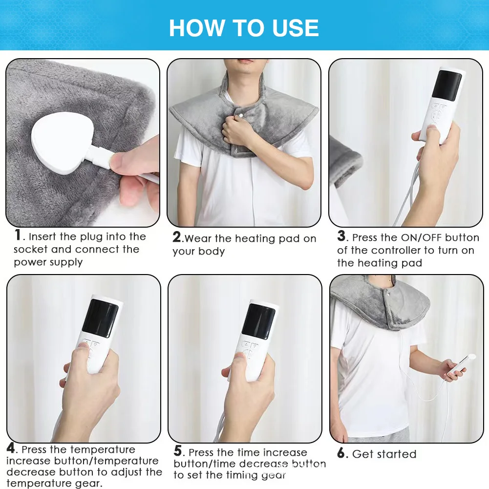 Electric Heating Shoulder Neck and Shoulder Pad Cervical Wrap Three Gear Thermal Compress Massager Vibration Shawl Warm Back Too