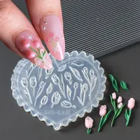 1PCS Spring Sakura Flower Nail Silicone Mold 3D Acrylic Carving Tulip Mushroom Soft Stamping Plate Leaves DIY Manicure Art Decor 2