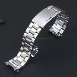 Stainless Steel Sport Strap - Elegant Metal Watchband Replacement Accessory - 22mm (Silver Gold)