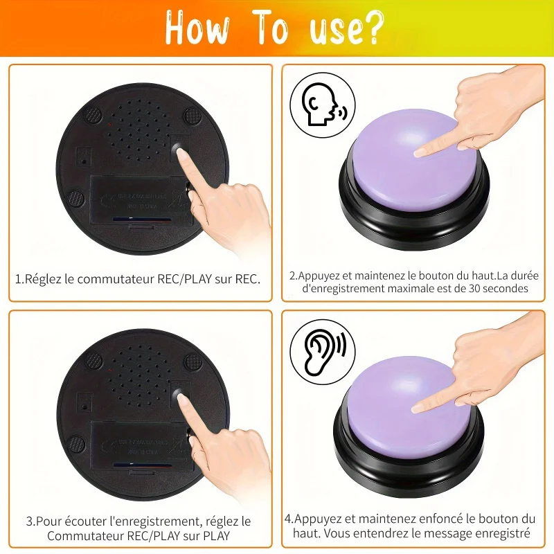 Recording Button, Pet Toy, Dog Communication Button, Pet Training Buzzer, Conversation Recording Button, Smart Toy 6