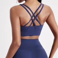 Solid Color Women Cross back Fitness sport Bra high strength Tight Top Comprehensive Training Gym Yoga Underwear With Chest Pad 1