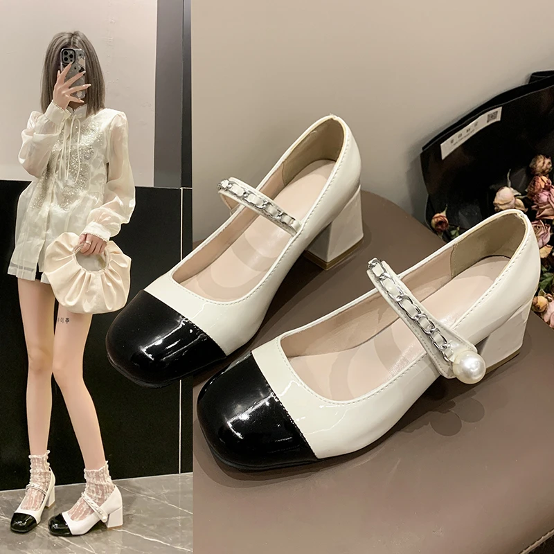 

2024 Lolita High-heeled Shoes Japanese Mary Jane Shoes Women Vintage Girls Students Uniform Platform Shoes Cosplay Plus Size 42