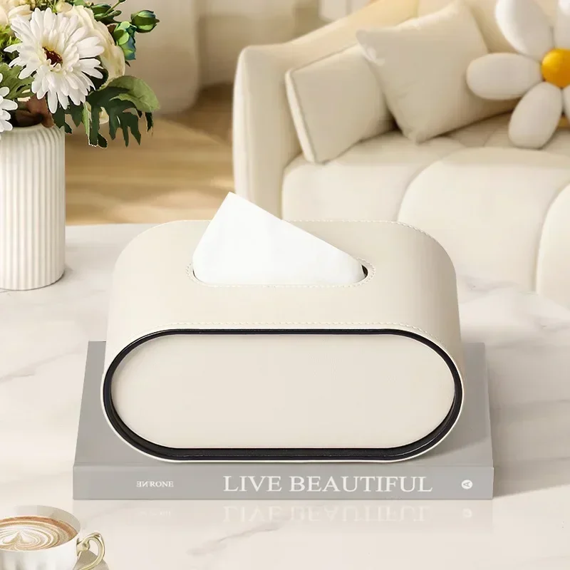 Luxurious Oval Leather Tissue Box for Living Room or Bedroom Decor