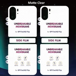 3 - in - 1 Matte Hydrogel Film Screen Protector - Soft Frosted HD Transparent, Anti - Fingerprint - OPPO Find N3 Flip 5G (2Pcs Matte Back Side)