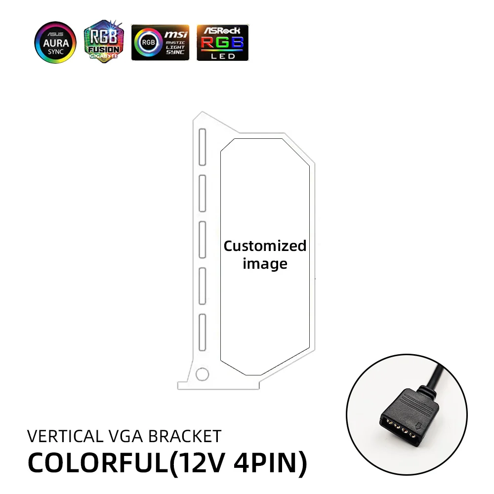 Staffa Di Supporto Per GPU GT8 Dragon Scale, Universale Per Case PC, Bianca Con LED RGB 5V 3Pin
