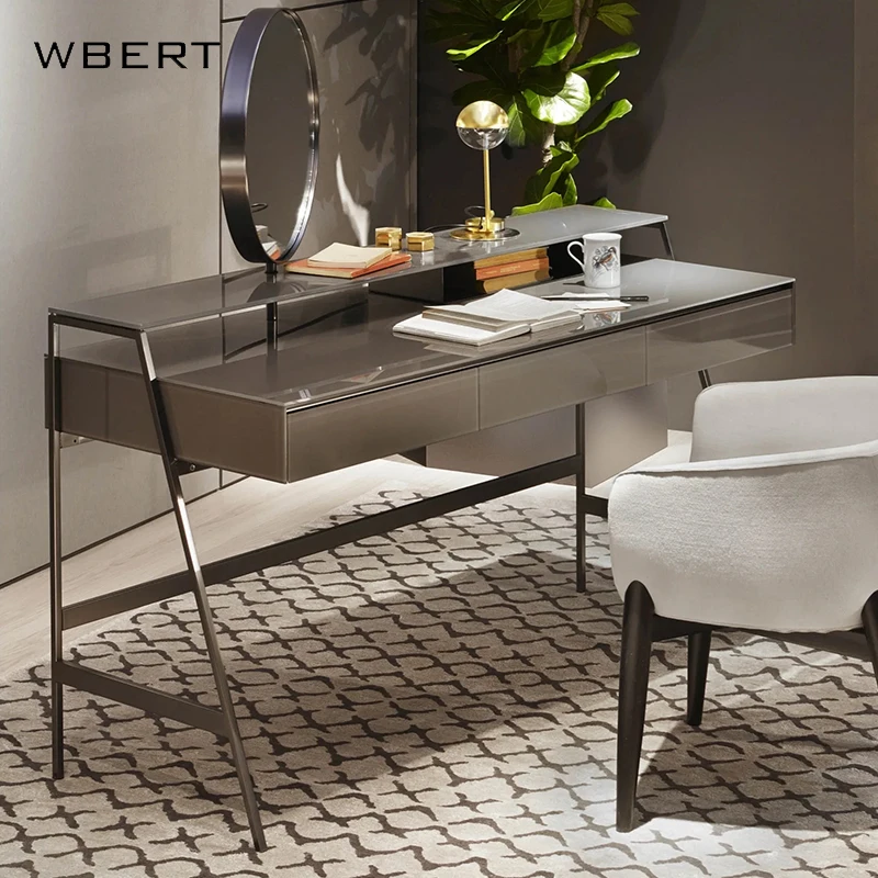 Wbert Nordic Modern, Minimalist, Contemporary, Light Luxury Hotel, Moon Mirror Vanity, , Bedroom Makeup Table
