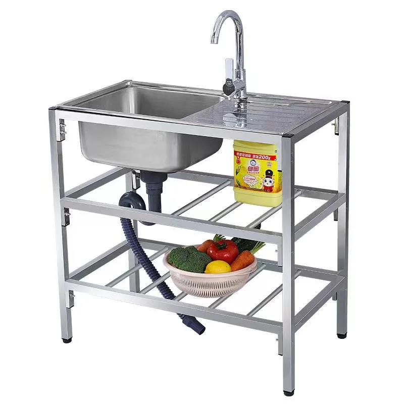 Fregadero acero inox con Patas Acero Independientes Fregadero Multiusos con  Mesa de Trabajo y Grifo Mezclador Frío Calor para Interior y Exterior,80cm  : : Bricolaje y herramientas