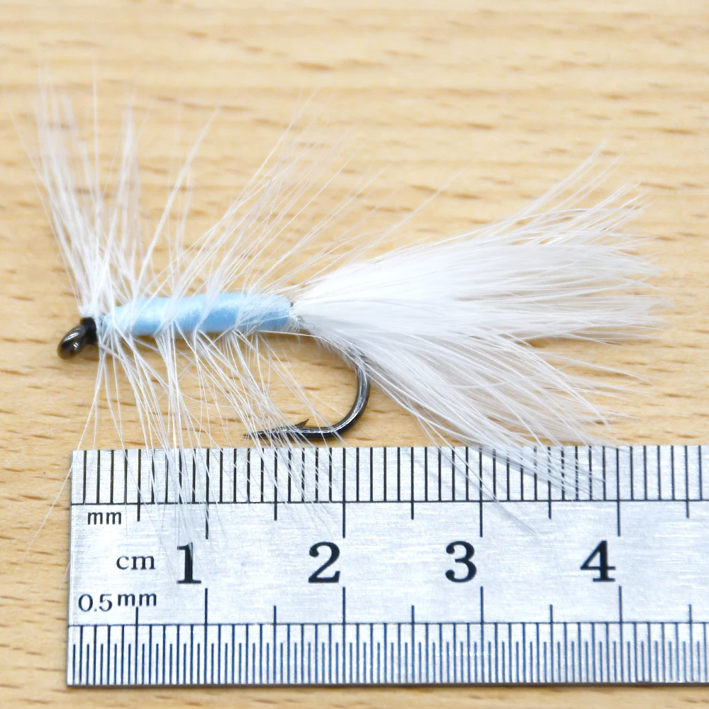 MNFT 6PCS 6# Blue Body White Tail Fly Fishing Lures Freshwater Streamer Minnow Fish Flies Lure