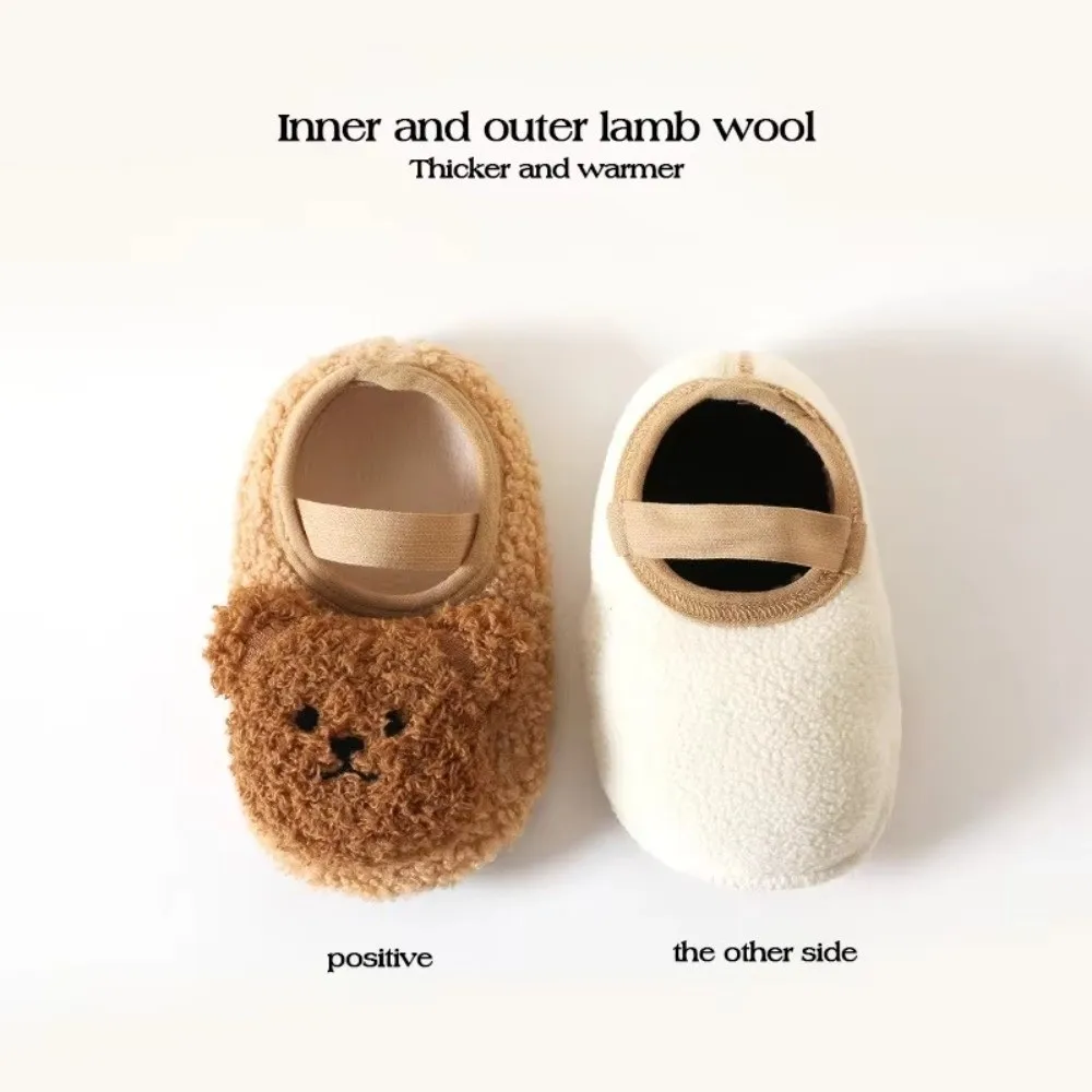 Winter Warm Baby Slippers Cute Cartoon Bear Soft Toddler Shoes Kids Footwear Newborn Learning Walking Shoes Infant Floor Socks