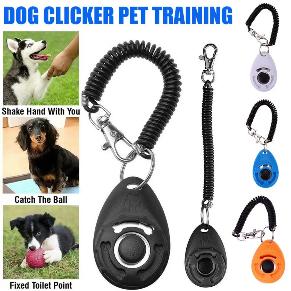 

Dog Training Clicker Pet Cat Plastic New Dogs Click Trainer Aid Tools Adjustable Wrist Strap Sound Key Chain Dog Supplies