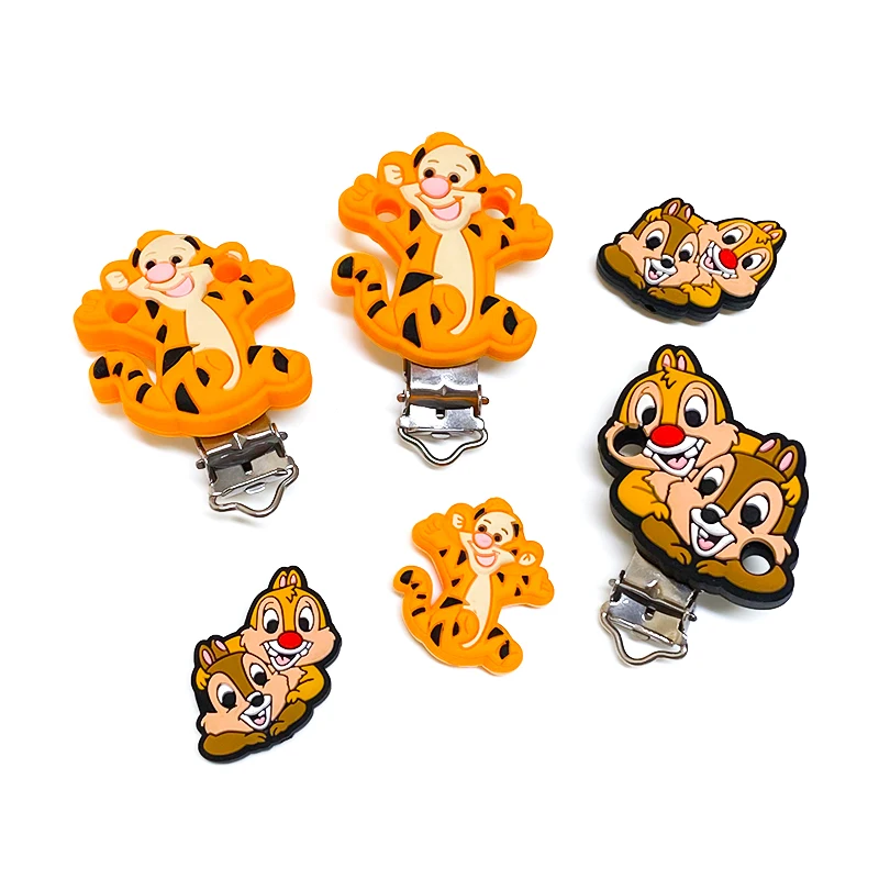 5/10pcs Silicone Tigger Squirrel Clip DIY Baby Teething Teether Necklace Bead Tool Nurs Gift Accessories teething toys pacifier clip pacifier accessories teether clip teething beads baby silicone accessories