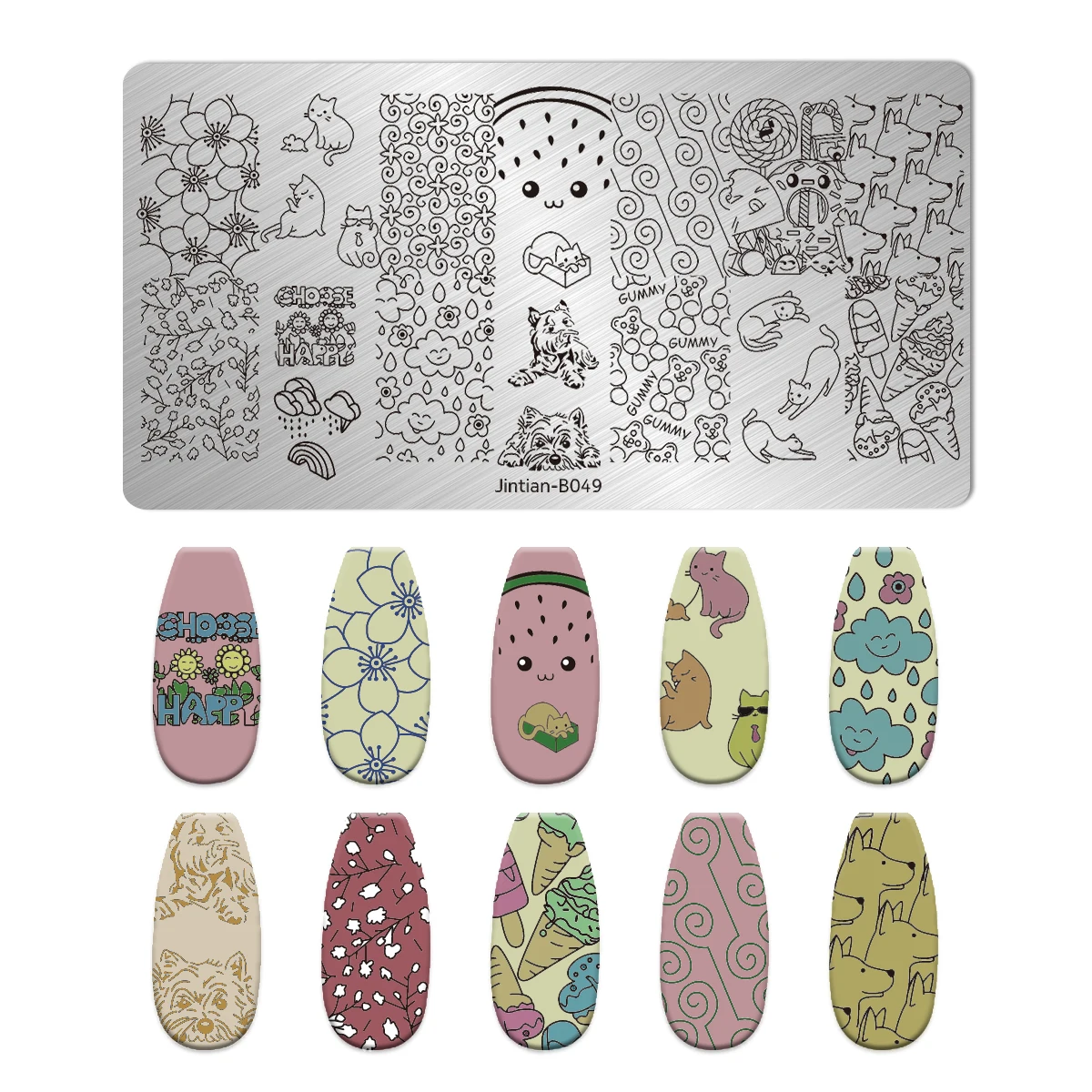 Summer Fruits Nail Stamping Plates Lines Animal Geometry Theme Template Mold Watermelon Nail Art Stencil Tool Stamping Templates 4