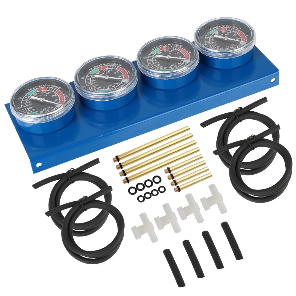 Synchronizer Tool Vacuum Balancer Gauge Motorcycle Fuel Carburetor For 4 Cylinder Engines Machines with Hose 6