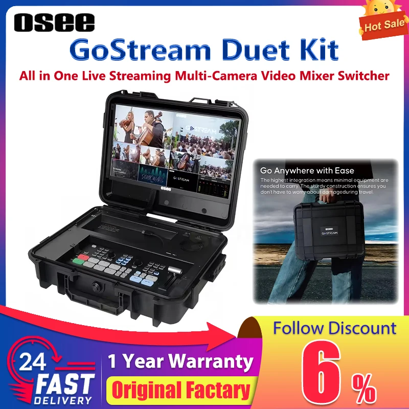 Osee GoStream 듀엣 키트 비디오 스위처 올인원 라이브 스트리밍 멀티 카메라 믹서 레코더 플레이어 키트
