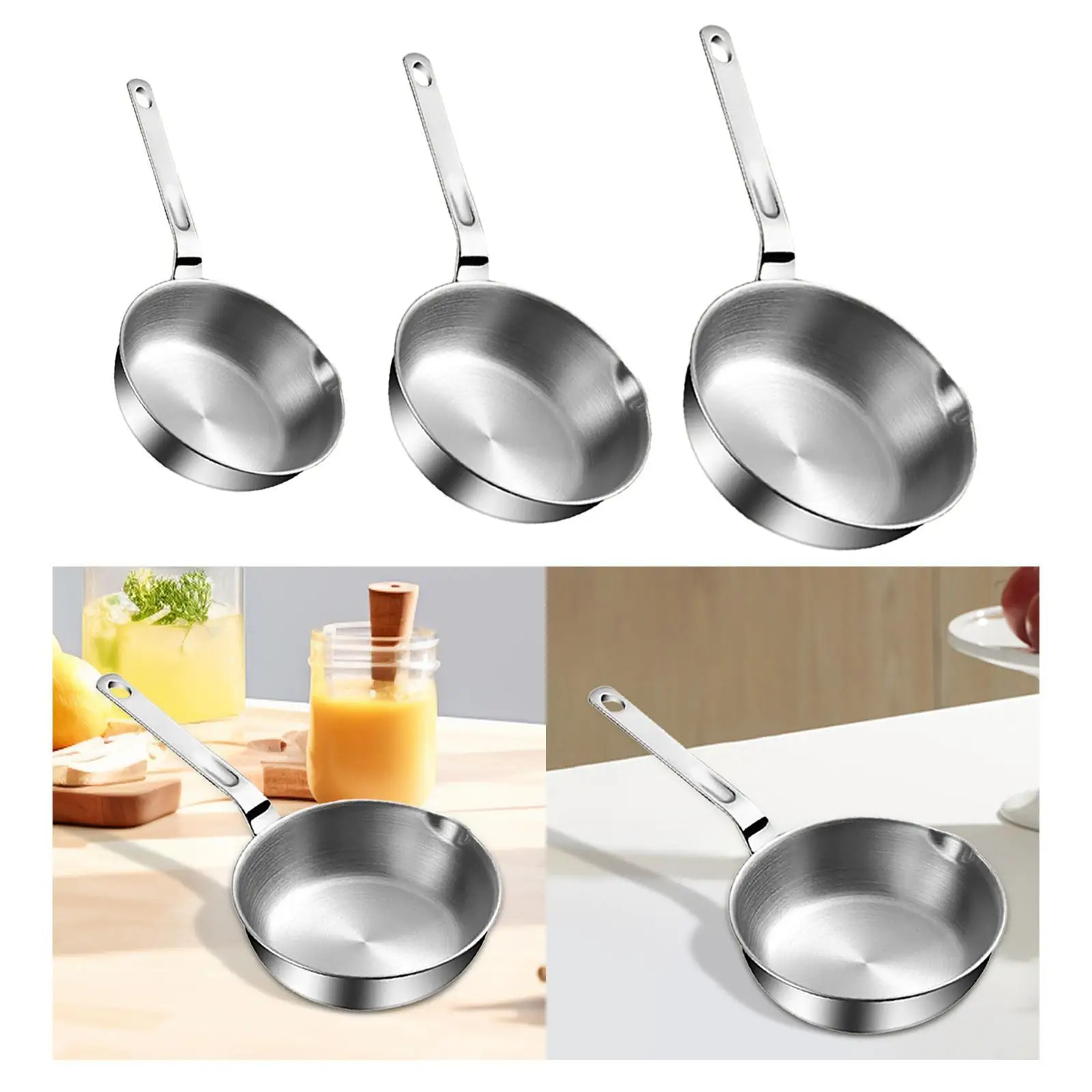 Stainless Steel Frying Pan Cooking Eggs Sandwich Butter Melting Pot for Home Kitchen Induction Cooker All Stovetops Stoves