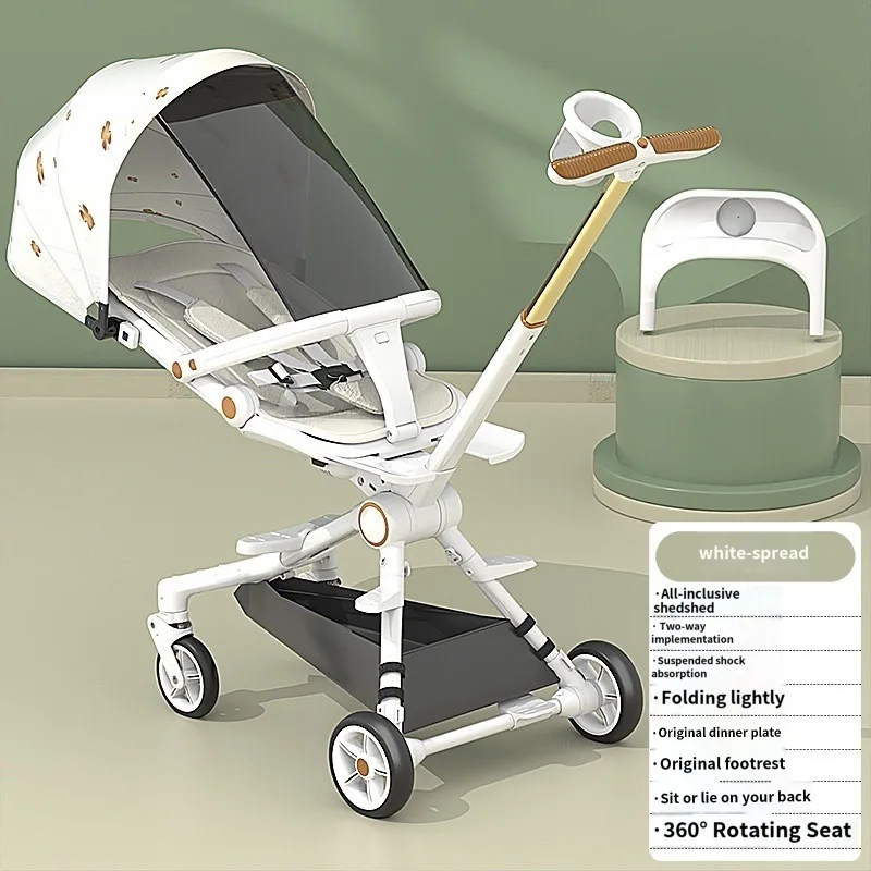 

Reversible baby stroller Folding Lightweight newborn cart adjustable can sit and lie down infant four-wheel stroller kids trolle