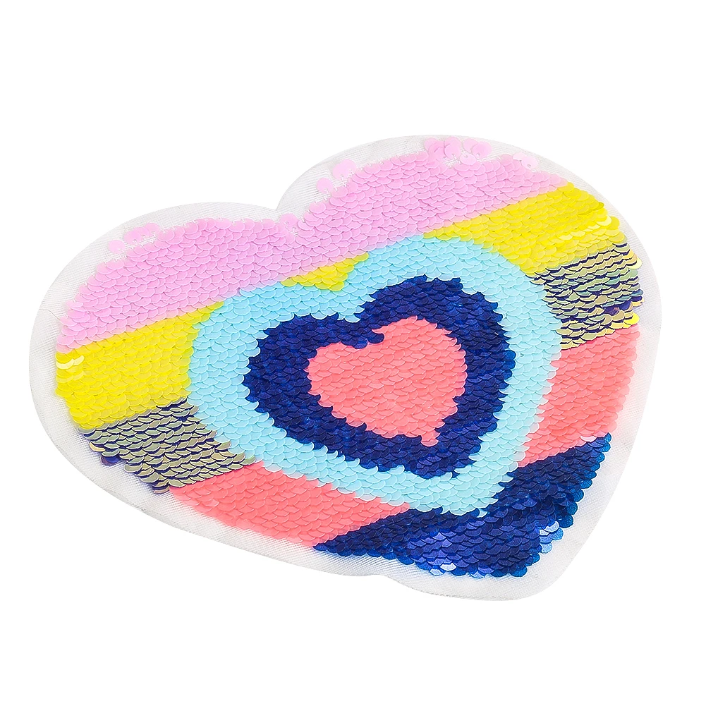 1PC Große Regenbogen Herz Nagel Glitter Patch kinder Mantel Zeigen Dekorative Zubehör DIY Bekleidung Nähen Sammelalbum Liefert