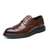 British Style Brown Brogue Shoes for Men's Breathable Anti Slip Leather Casual Shoes Men’s Pointed Toe Shoes for Wedding