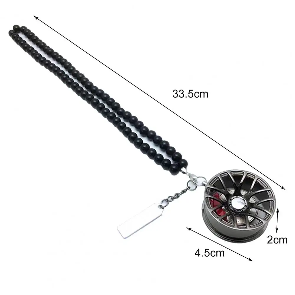 

Auto Accessory Hanging Ornament Unique Glossy Black Beads Silver Tag Car Pendant Rearview Mirror Hanging Accessory for Alloy