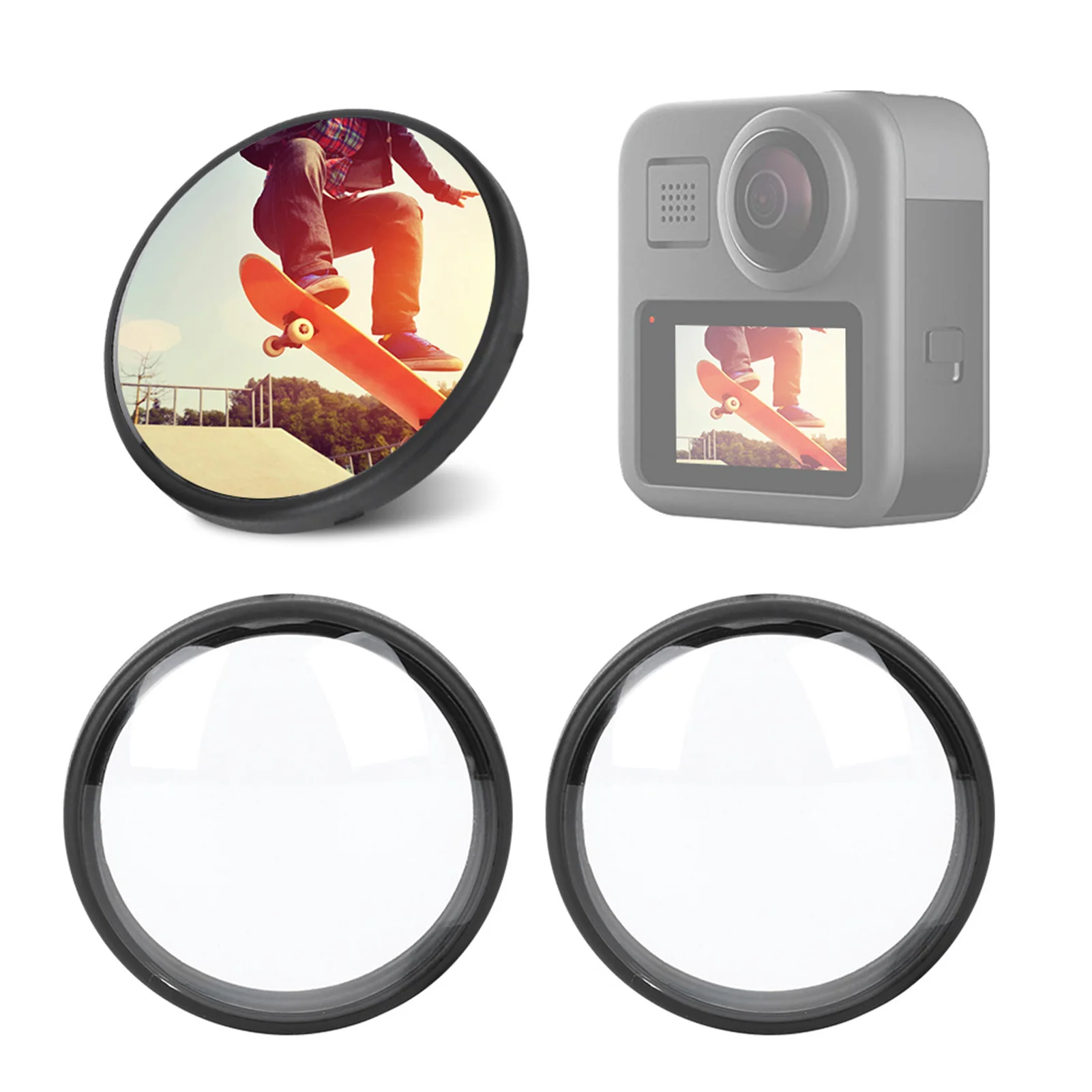 Lot de 2 capuchons objectif GoPro Max - Protection anti-rayures