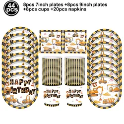 Construction Vehicle Foil Balloons Set for Boys Birthday Party Decorations (Tableware cups)