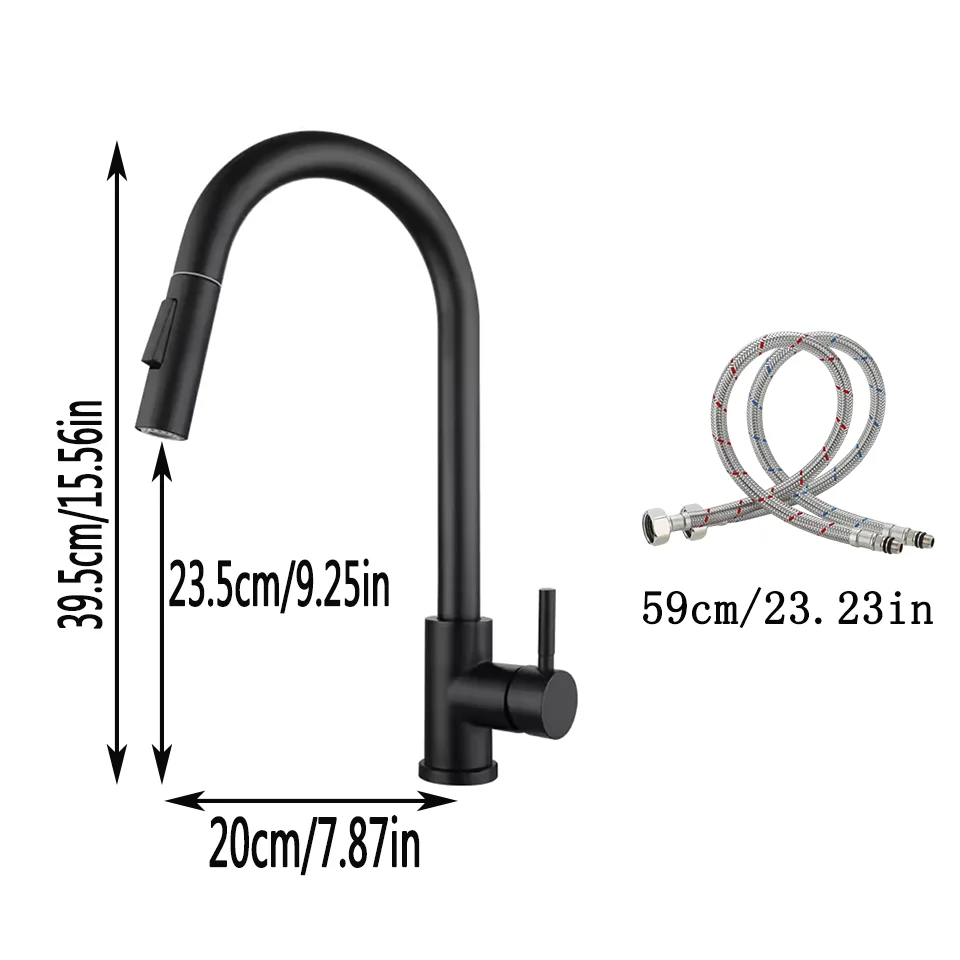 Pull Out Kitchen Sink Faucet Two Model Stream Sprayer Nozzle Stainless Steel Hot Cold Wate Mixer Tap Deck