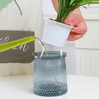 Self Watering Plant Pots, Lazy Hydroponic Water Absorbing Flower Pot, Mini Succulent Planter Tabletop Vase, Home Bonsai Decor 4