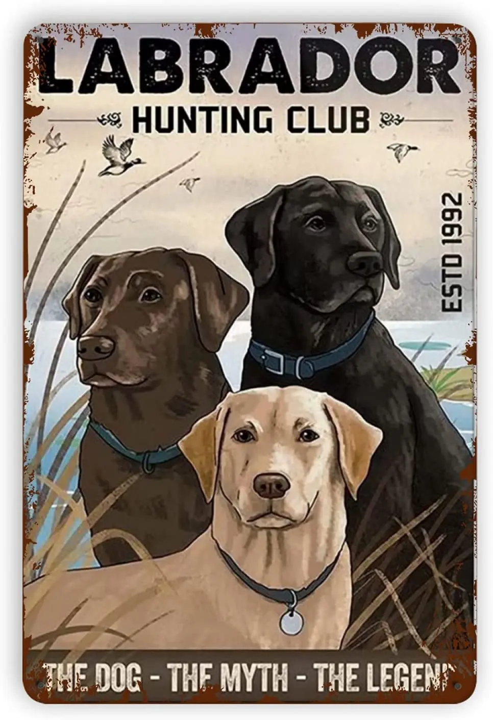 

New Metal Vintage Tin Logo Labrador Hunting Club Dog Funny Wall Decoration Suitable for Home Bar Cafe Bathroom Art Poster