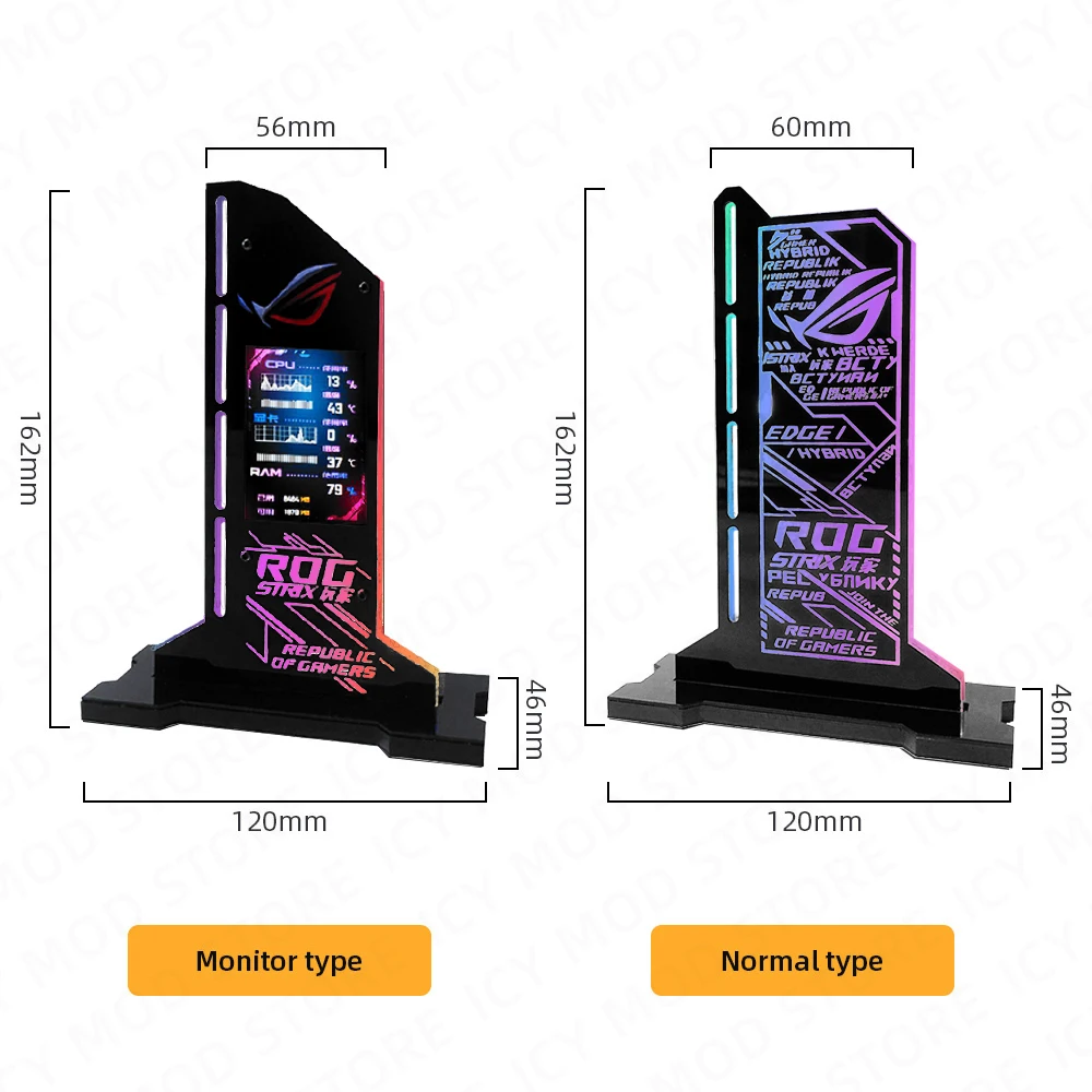 Suporte de Rog Vga com Suporte Vertical do Gpu do Lcd Argb 2.4 Polegada Tela Monitor de Dados da Temperatura do Diodo Emissor de Luz da Sincronização do Gpu Apoio Aida64 Ventiladores e resfriadores - Imagem 3