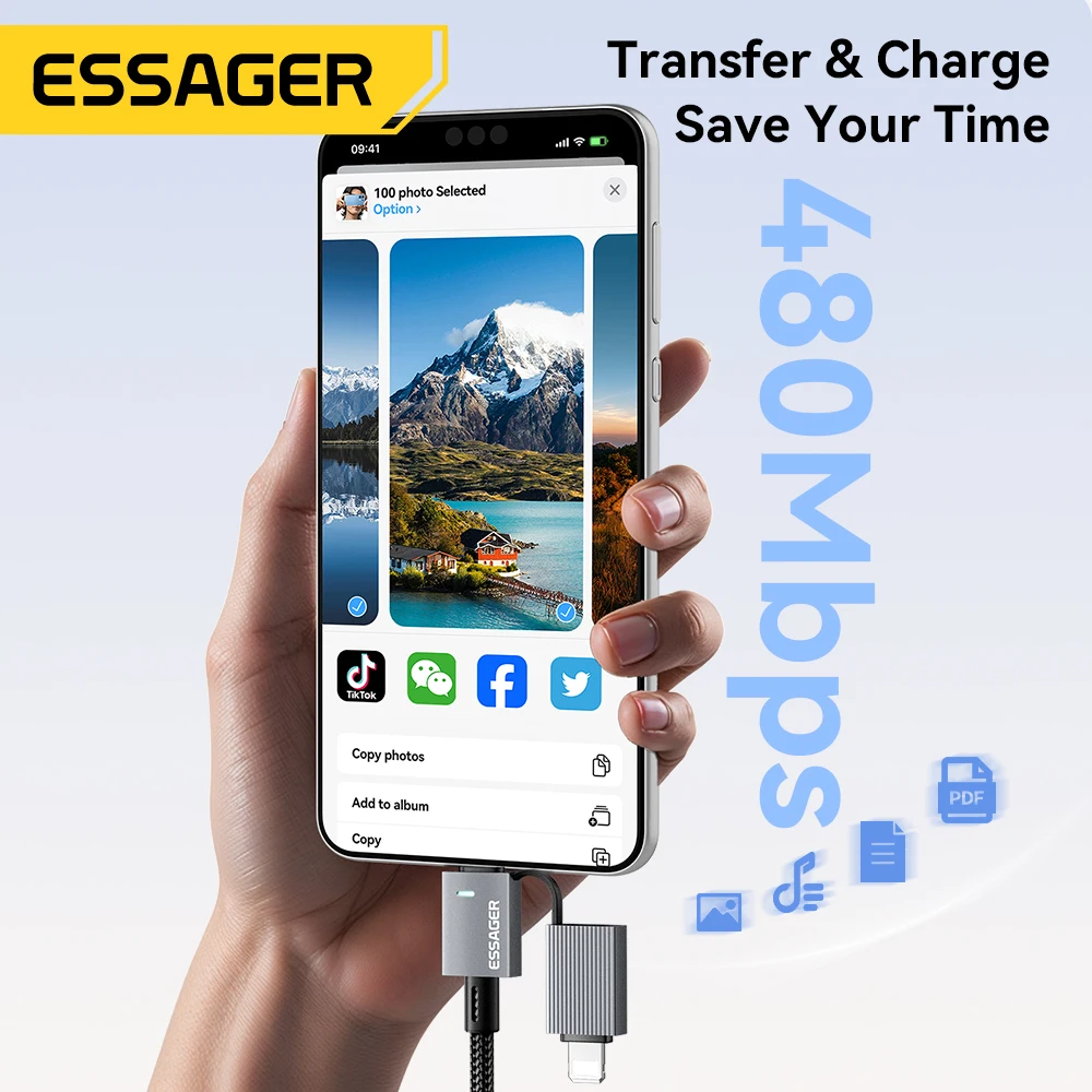 Essager 240W 4-in-1 Fast Charging Cable for iPhone17 16 15 Pro Max Macbook iPad Xiaomi Samsung Macbook USB Type C To USB C Cable