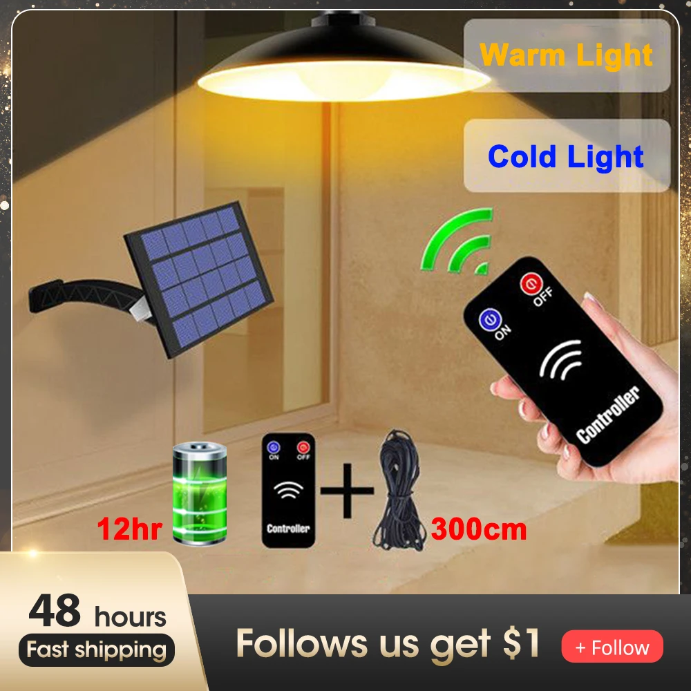 

Solar Led Ceiling Light Modern Smart Ceiling Lamp Black Solar Pendant Light Remote Outdoor Double-Head Pendant Lamp for Garden