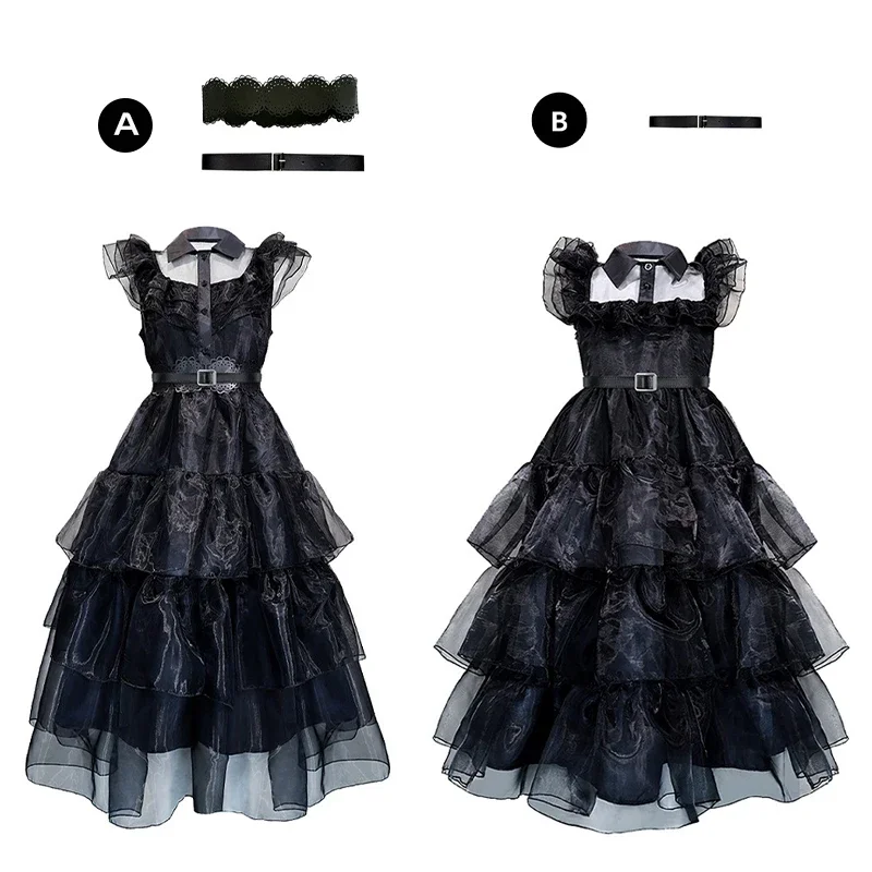

Movie Wed Black Ball Dress Cosplay Costume for Girl New Vestidos Adlut Kids Girls Mesh Dresses Halloween Carnival Party Roleplay