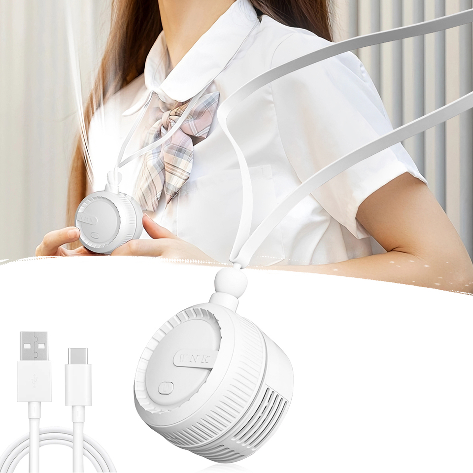  Bladeless Wearable Neck Fan Rechargeable Portable Hands Free Cooler Strong Airflow Quiet for Office Outdoor Hiking